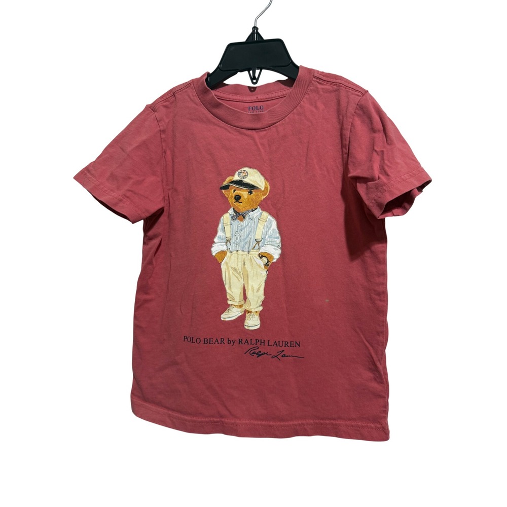 Polo Ralph Lauren T-Shirt Kids 4 Pink Polo Bear Graphic Tee Short Sleeve Cotton